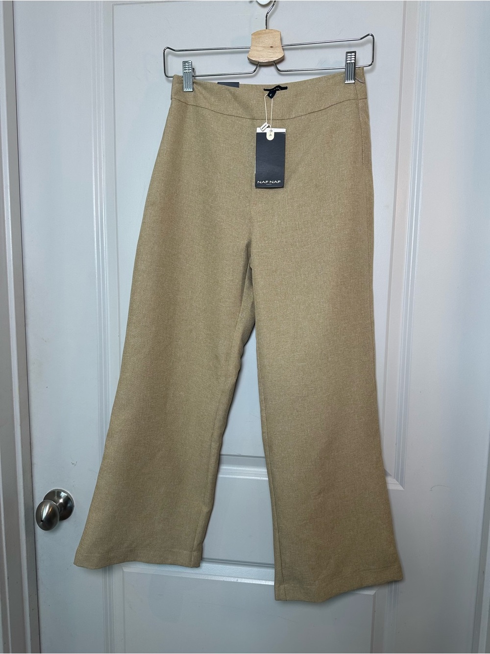 NEW NAF NAF Tan Wide Leg Crop Pants, XS